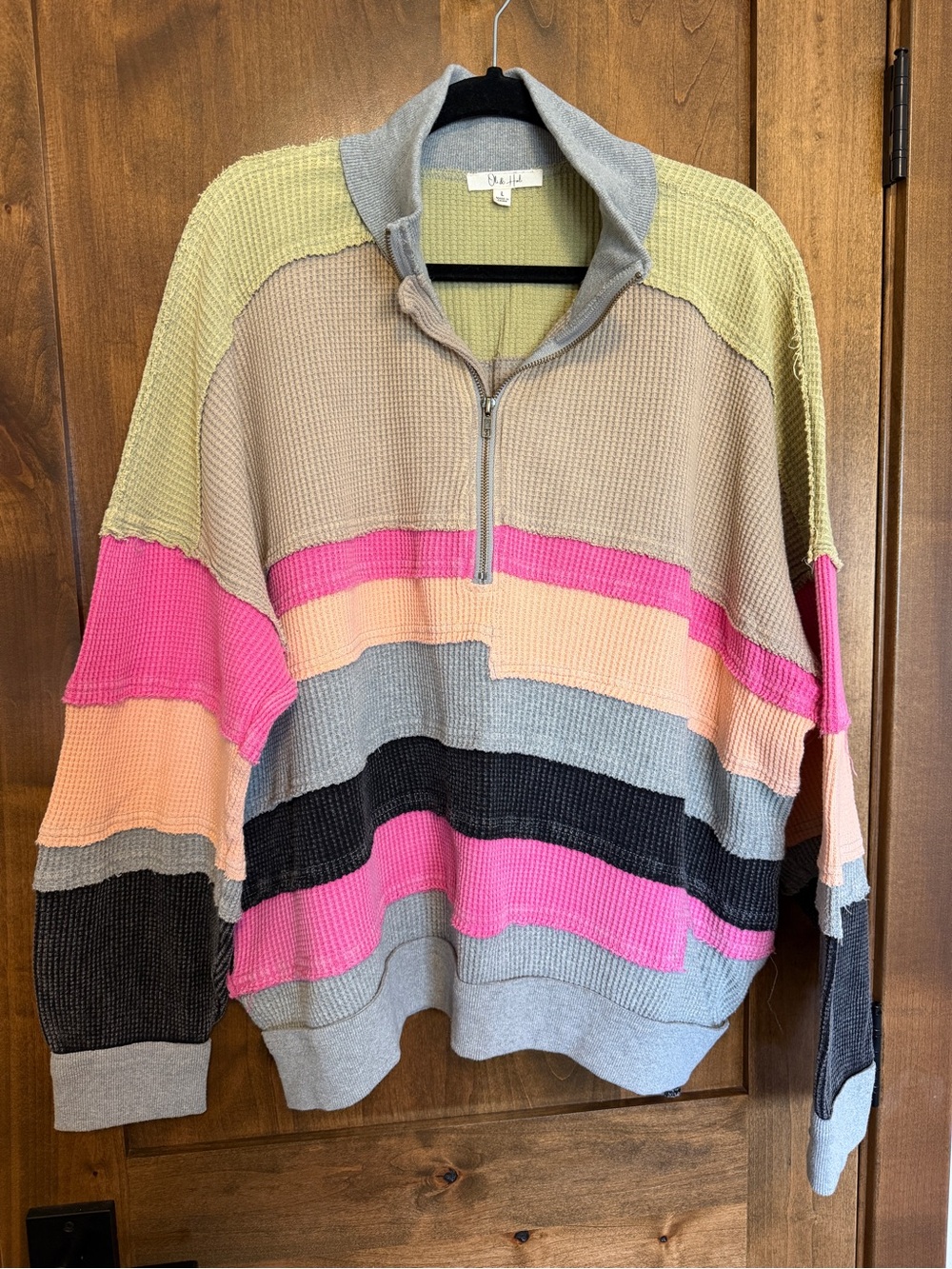 Oli & Hali Waffle Knit 1/4 zip top - size L